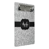 シルバーグレー光グリッタースパークルズモノグラム ミニクリップボード (アングル)