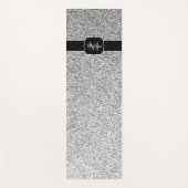 シルバーグレー光グリッタースパークルズモノグラム ヨガマット (正面)
