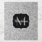 シルバーグレー光グリッタースパークルズモノグラム ワインラベル (シングルラベル)