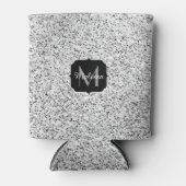 シルバーグレー光グリッタースパークルズモノグラム 缶クーラー (正面)