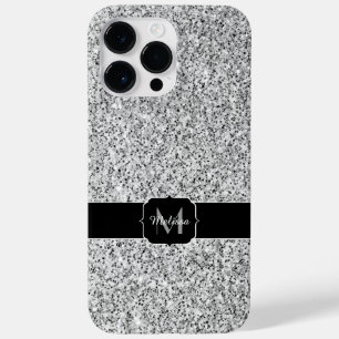 シルバーグレー光グリッタースパークルズモノグラム Case-Mate iPhone 14 PRO MAXケース