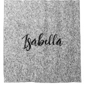 シルバーグレー光グリッタースパークルズ名前をカスタムする シャワーカーテン (正面)