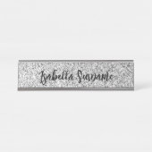 シルバーグレー光グリッタースパークルズ名前をカスタムする デスクネームプレート (正面)