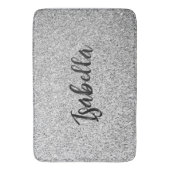シルバーグレー光グリッタースパークルズ名前をカスタムする バスマット (正面縦)