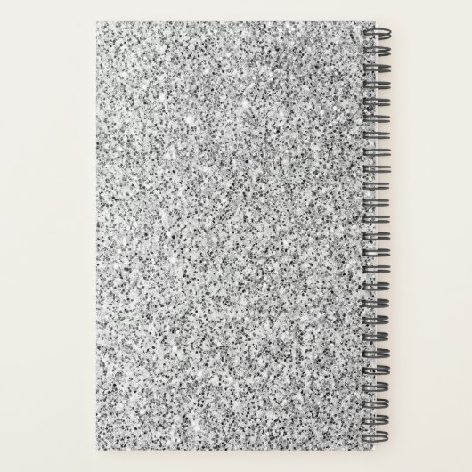 シルバーグレー光グリッタースパークルズ名前をカスタムする プランナー手帳 (裏面)