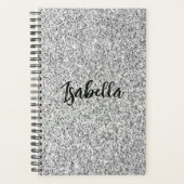 シルバーグレー光グリッタースパークルズ名前をカスタムする プランナー手帳 (正面)