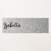シルバーグレー光グリッタースパークルズ名前をカスタムする ヨガマット (正面(横))