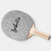 シルバーグレー光グリッタースパークルズ名前をカスタムする 卓球ラケット (横)