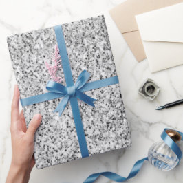 シルバーグレー光グリッタースパークルズ白黒 ラッピングペーパー