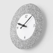 シルバーグレー光グリッタースパークルズ白黒 ラージ壁時計 (傾斜)