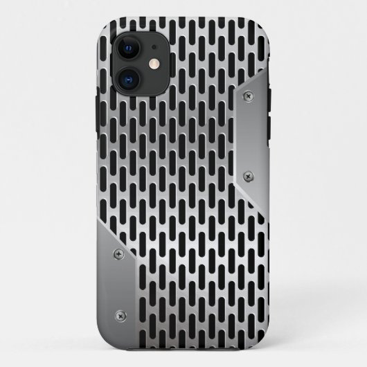 シルバーグレー光沢のあるメタリックなルックパターン Case-Mate iPhoneケース (裏面)