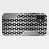 シルバーグレー光沢のあるメタリックなルックパターン Case-Mate iPhoneケース (裏面(横))