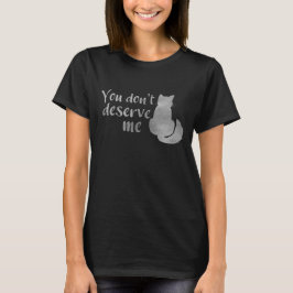 シルバーグレー光沢の猫のTシャツ「あなたなんか好きにならない」 Tシャツ