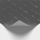 シルバーグレー単色金属矢印ブラック ラッピングペーパー (角)