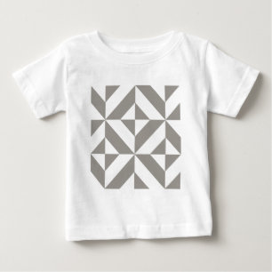 シルバーグレー幾何学的デコキューブパターン ベビーTシャツ