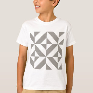 シルバーグレー幾何学的デコキューブパターン Tシャツ