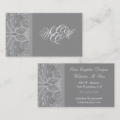 シルバーグレー抽象芸術フローラデザイン名刺 名刺 (正面/裏面)