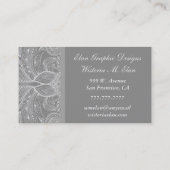 シルバーグレー抽象芸術フローラデザイン名刺 名刺 (裏面)