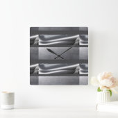 シルバーグレー抽象芸術 スクエア壁時計 (ホーム)