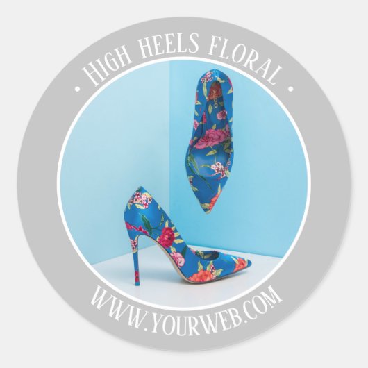 シルバーグレー白文字製品プロモーション ラウンドシール (正面)