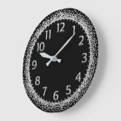 シルバーグレー結晶グリッターアラビア数字ブラック ラージ壁時計 (傾斜)