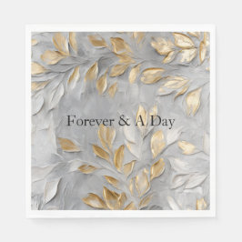 シルバーグレー葉金ゴールド スタンダードランチョンナプキン