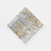 シルバーグレー葉金ゴールド スタンダードランチョンナプキン (角)
