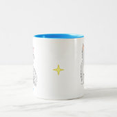 シルバーグレー虎猫キティキャット&パーソナライズされた文字Tw ツートーンマグカップ (中央)