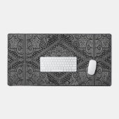 シルバーグレー装飾付き/アウトイニシャル デスクマット (キーボード&マウス)