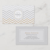 シルバーグレー金ゴールドシボロンモノグラム 名刺 (正面/裏面)