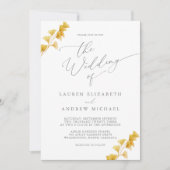 シルバーグレー金ゴールド水カラー結婚式招待状 招待状 (正面)