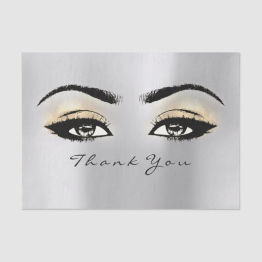 シルバーグレー金ゴールド赤面メタリックサンキューアイズ 薄葉紙 (正面)