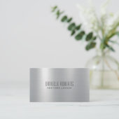 シルバーグレー金属ステンレス鋼のテクスチャ 名刺 (スタンド正面)