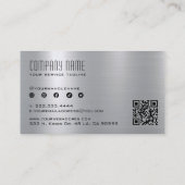 シルバーグレー金属ステンレス鋼のテクスチャ 名刺 (裏面)