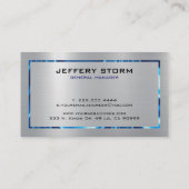 シルバーグレー金属テクスチャステンレススチールルルック 名刺 (裏面)