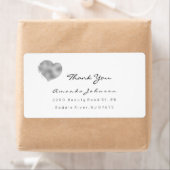 シルバーグレー金属ハートブラシストロークありがとう ラベル (インサイチュ)