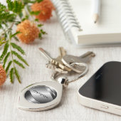 シルバーグレー金属ルックステンレススチールパターン キーホルダー (側面)