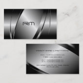 シルバーグレー金属ルックステンレススチールパターン 名刺 (正面/裏面)