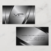 シルバーグレー金属ルックステンレススチールパターン 名刺 (正面/裏面)