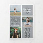 シルバーグレー5フォトおもしろいボックス卒業 三つ折り招待状 (カバー)