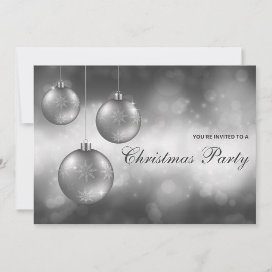 シルバーグレー クリスマス オーナメント クリスマスパーティー 招待状 (正面)