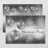 シルバーグレー クリスマス オーナメント クリスマスパーティー 招待状 (正面/裏面)
