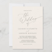 シルバーグレー&クリームミニマル結婚式招待状 招待状 (正面)