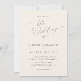 シルバーグレー&クリームミニマル結婚式招待状 招待状