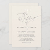 シルバーグレー&クリームミニマル結婚式招待状 招待状 (正面/裏面)