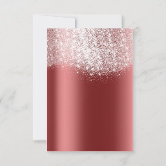 シルバーグレー グリッター バーガンディレッド フォーマル インビテーション (裏面)