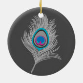 シルバーグレー/グレーピーコックフェザーのグラファイト セラミックオーナメント (裏面)