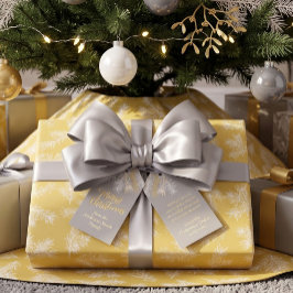 シルバーグレー ゴールド シック エレガント クリスマス ボタニカル ギフトタグ