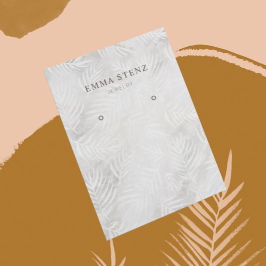 シルバーグレー&ダスティピンクパームイヤリングディスプレイカード