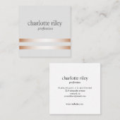 シルバーグレー |ダブルバラストライプ金ゴールドスタイリッシュ スクエア名刺 (正面/裏面)